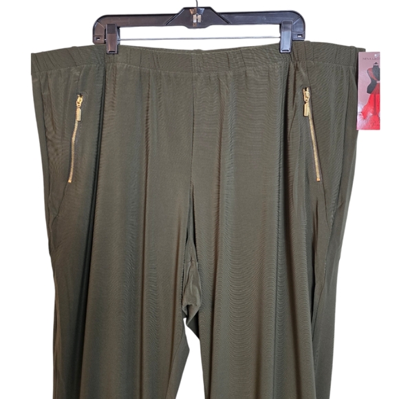 Nina Leonard Harem Pants Jogger Style Green Zipper Pockets 3X Plus - Picture 4 of 16